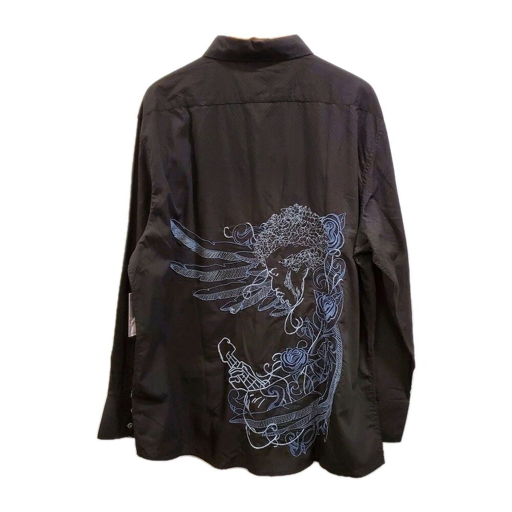 Jimi Hendrix Purple Haze Embroidered Button Front Shirt Men's size 3XL NWT black